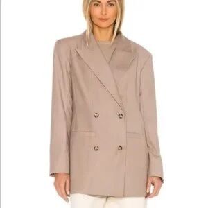 Lord & Taylor Elegant Beige Double-Breasted Blazer